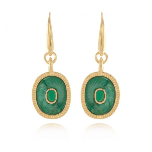 Earrings with with oval enamel element