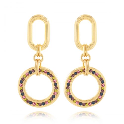 Oval earrings with multi color hoop