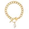 Chain bracelet with hand knocker & pearl