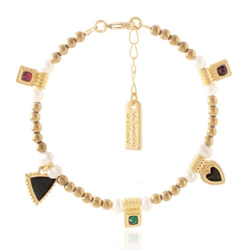 Bracelet with semi-precious beads & crystals