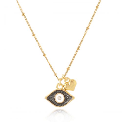 Chain necklace with glitter evil eye