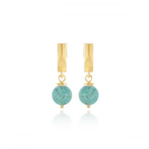 Earrings with hanging turquoise beads