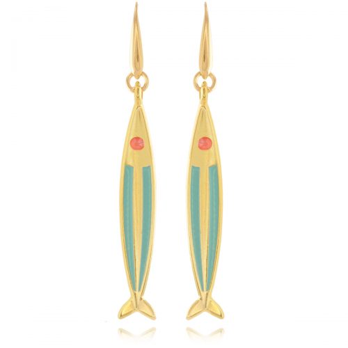 Earrings with gold plated fish