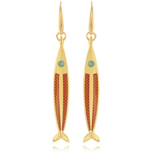 Earrings with gold plated fish