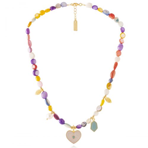 Heart necklace with shell beads